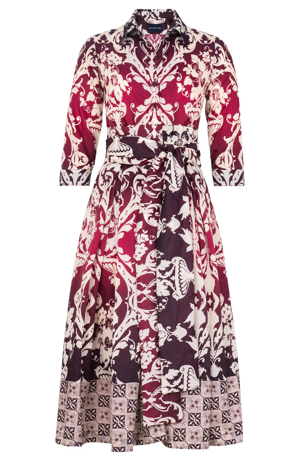 Audrey Dress #7 Shirt Collar 3/4 Sleeve Midi Length Poliamide Taffta (Impero Ombre)