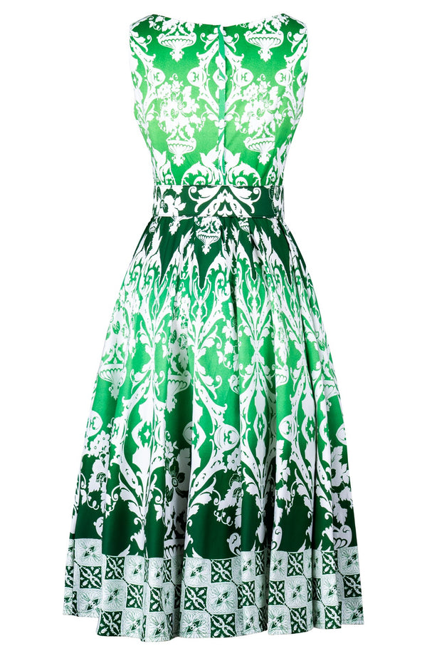 Abelia Dress Boat Neck Sleeveless Midi Length Cotton Stretch (Impero Ombre)