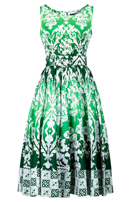 Abelia Dress Boat Neck Sleeveless Midi Length Cotton Stretch (Impero Ombre)