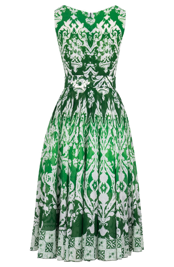 Aster Dress Boat Neck Sleeveless Midi Length Cotton Musola (Impero Ombre)