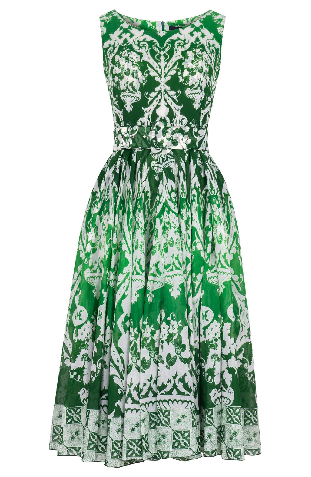 Aster Dress Boat Neck Sleeveless Midi Length Cotton Musola (Impero Ombre)