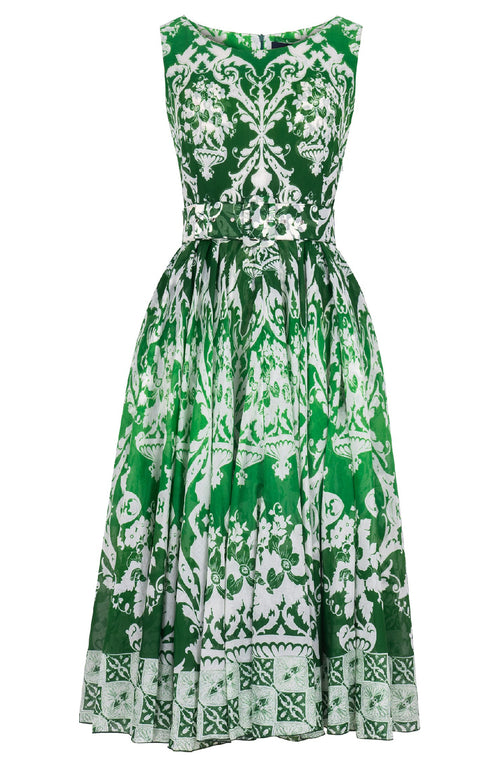 Aster Dress Boat Neck Sleeveless Midi Length Cotton Musola (Impero Ombre)