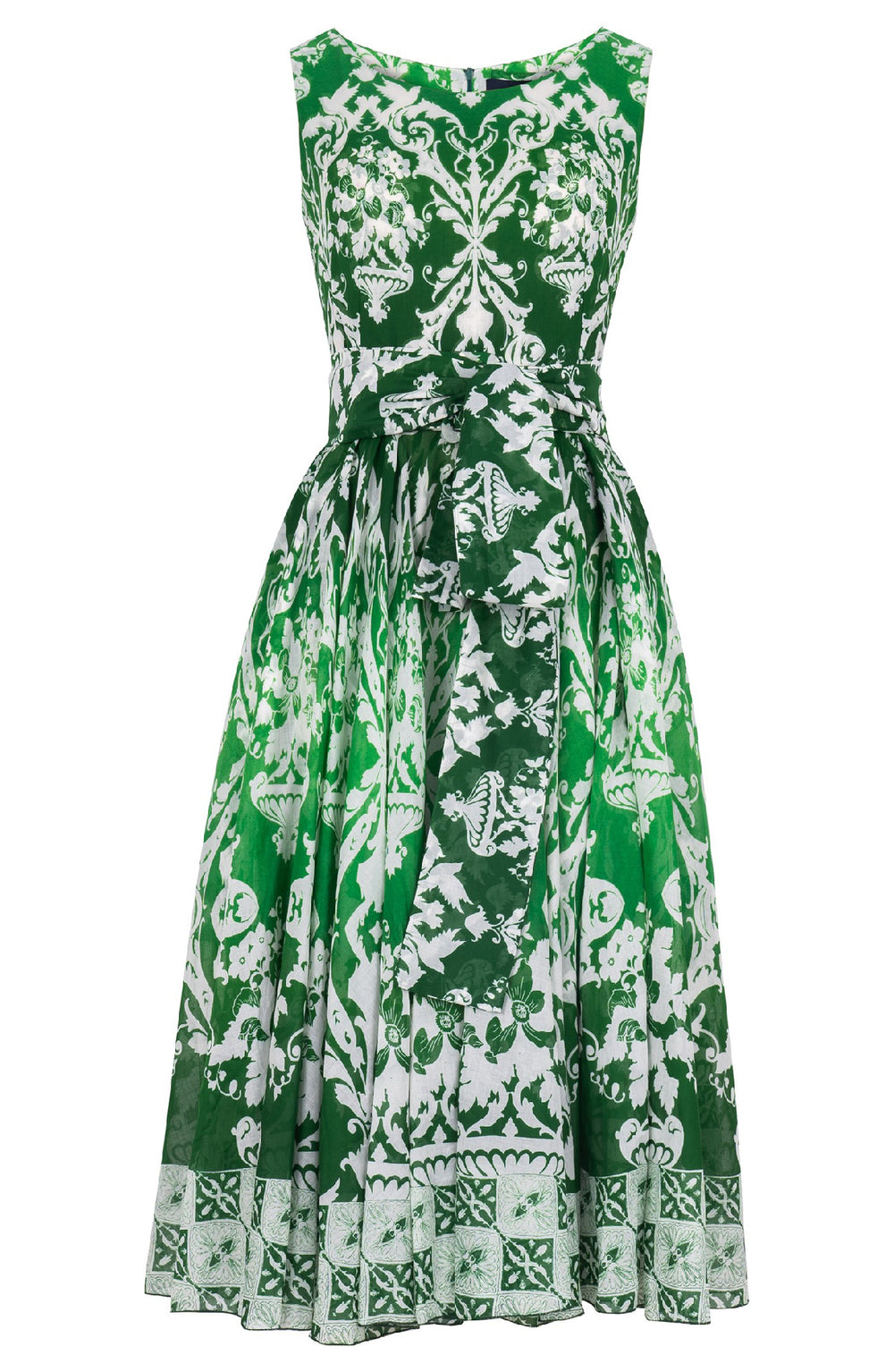 Aster Dress Boat Neck Sleeveless Midi Length Cotton Musola (Impero Ombre)