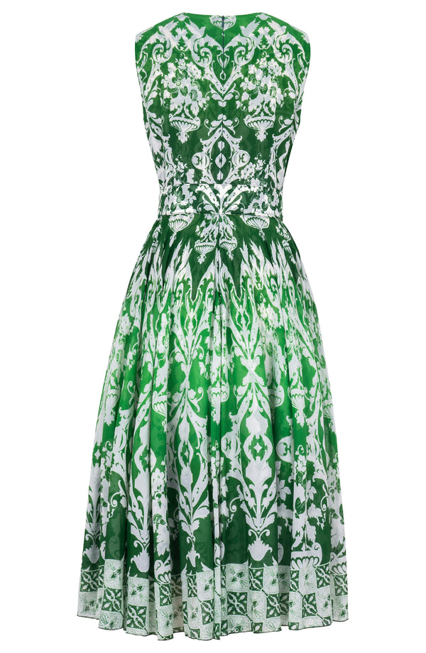 Aster Dress Crew Neck Sleeveless Midi Length Cotton Musola (Impero Ombre)