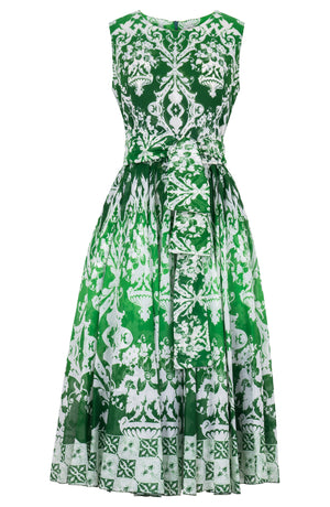 Aster Dress Crew Neck Sleeveless Midi Length Cotton Musola (Impero Ombre)