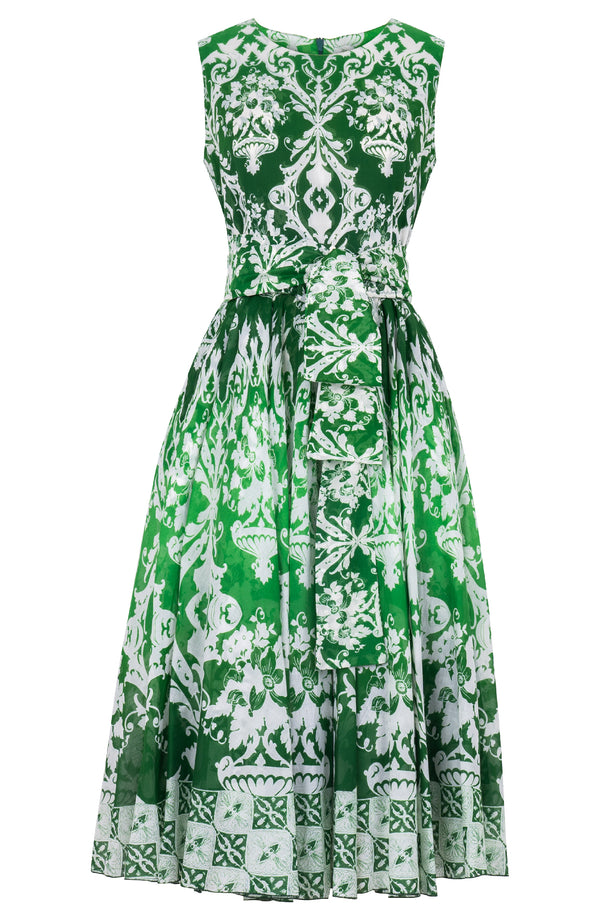 Aster Dress Crew Neck Sleeveless Midi Length Cotton Musola (Impero Ombre)