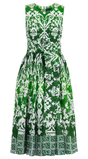 Aster Dress Crew Neck Sleeveless Midi Length Cotton Musola (Impero Ombre)