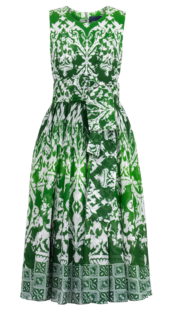 Aster Dress Crew Neck Sleeveless Midi Length Cotton Musola (Impero Ombre)