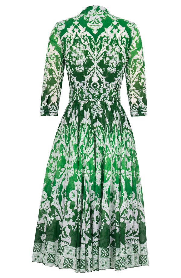 Aster Dress Shirt Collar 3/4 Sleeve Midi Length Cotton Musola (Impero Ombre)