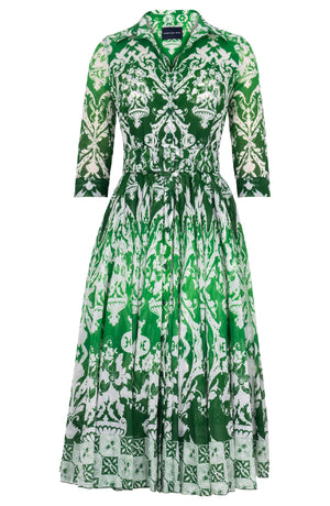 Aster Dress Shirt Collar 3/4 Sleeve Midi Length Cotton Musola (Impero Ombre)