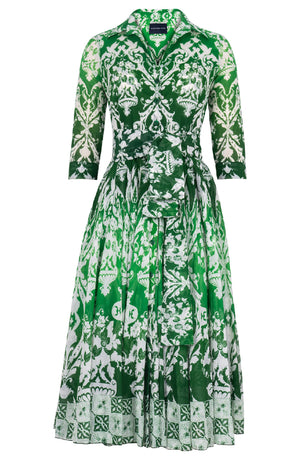 Aster Dress Shirt Collar 3/4 Sleeve Midi Length Cotton Musola (Impero Ombre)