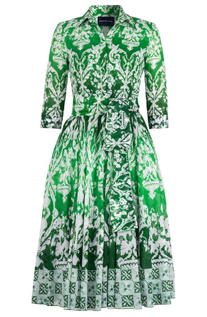 Aster Dress Shirt Collar 3/4 Sleeve Midi Length Cotton Musola (Impero Ombre)