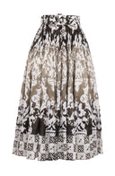 Aster Skirt #1 with Belt Midi Length Cotton Musola (Impero Ombre)