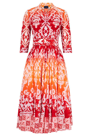 Aster Dress Shirt Collar 3/4 Sleeve Midi Length Cotton Musola (Impero Ombre)