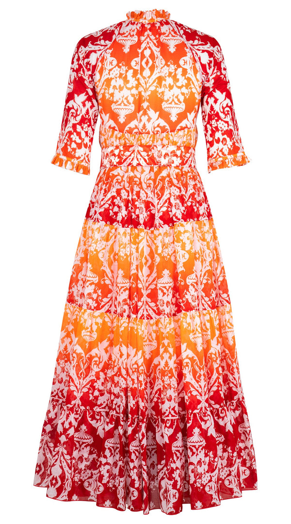Eden Dress Crew Neck 3/4 Sleeve Maxi Length Cotton Musola (Impero Ombre)