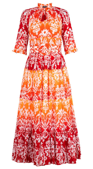 Eden Dress Crew Neck 3/4 Sleeve Maxi Length Cotton Musola (Impero Ombre)