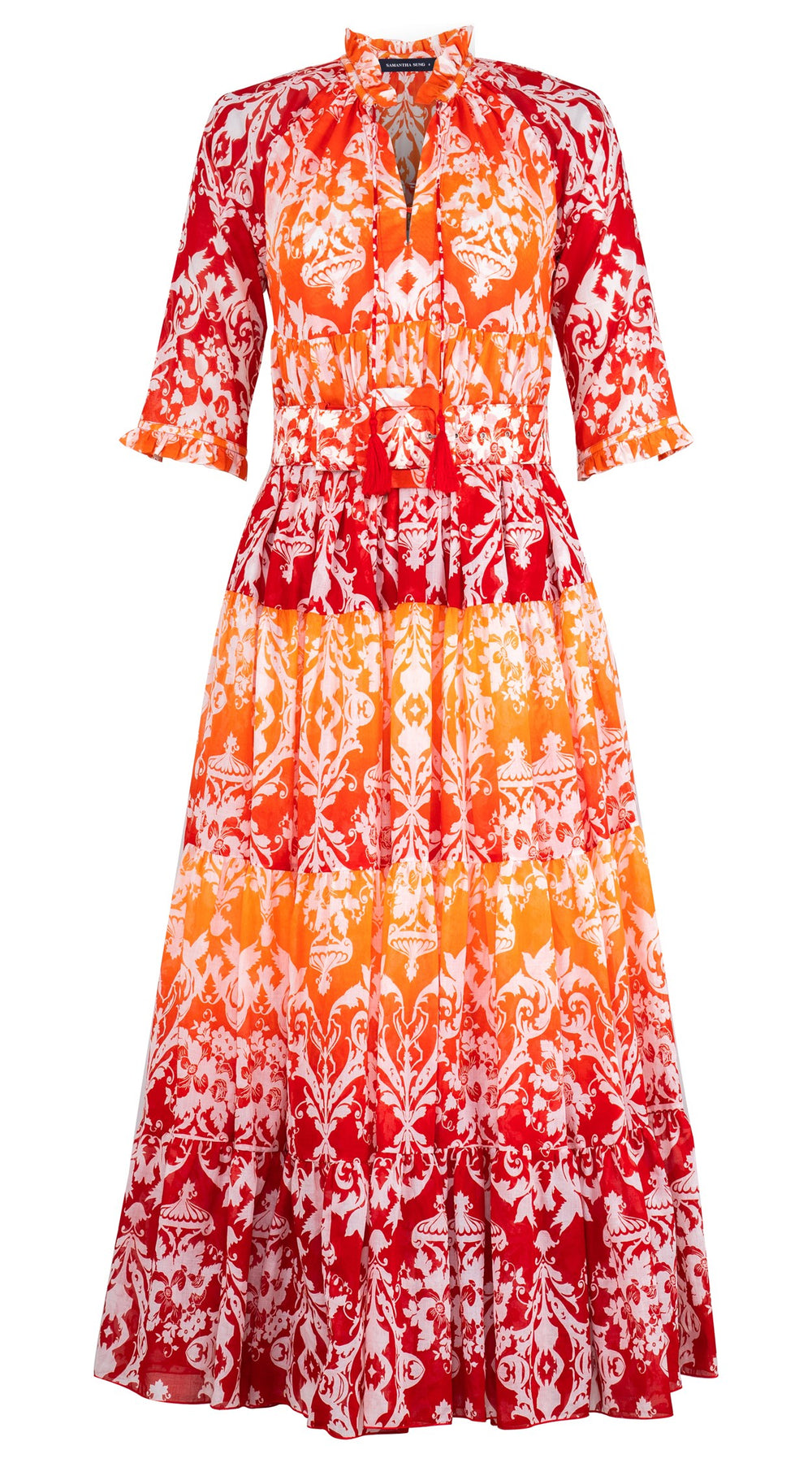 Eden Dress Crew Neck 3/4 Sleeve Maxi Length Cotton Musola (Impero Ombre)