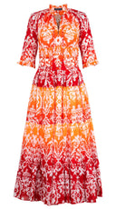 Eden Dress Crew Neck 3/4 Sleeve Maxi Length Cotton Musola (Impero Ombre)