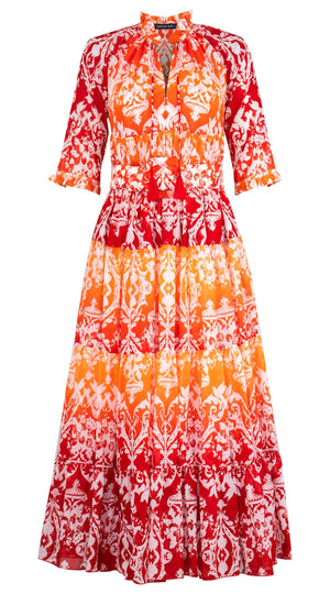 Eden Dress Crew Neck 3/4 Sleeve Maxi Length Cotton Musola (Impero Ombre)