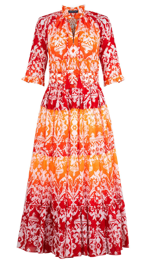 Eden Dress Crew Neck 3/4 Sleeve Maxi Length Cotton Musola (Impero Ombre)