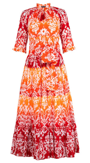 Eden Dress Crew Neck 3/4 Sleeve Maxi Length Cotton Musola (Impero Ombre)