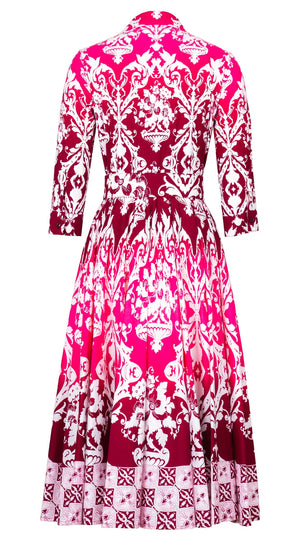 Abelia Dress Shirt Collar 3/4 Sleeve Midi Length Cotton Stretch (Impero Ombre)