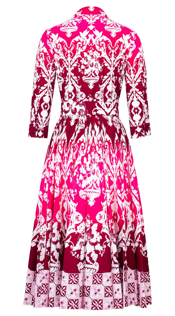 Abelia Dress Shirt Collar 3/4 Sleeve Midi Length Cotton Stretch (Impero Ombre)