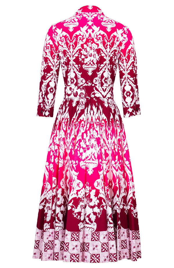Abelia Dress Shirt Collar 3/4 Sleeve Midi Length Cotton Stretch (Impero Ombre)