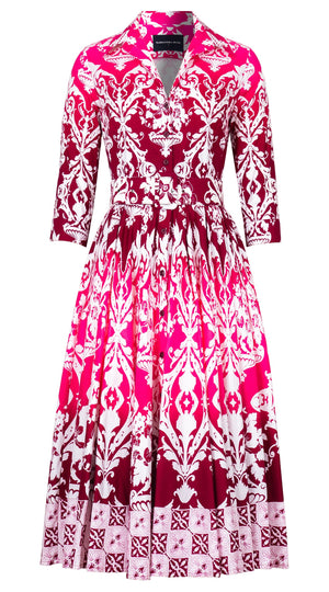 Abelia Dress Shirt Collar 3/4 Sleeve Midi Length Cotton Stretch (Impero Ombre)