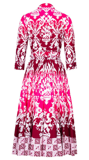 Abelia Dress Shirt Collar 3/4 Sleeve Midi Length Cotton Stretch (Impero Ombre)