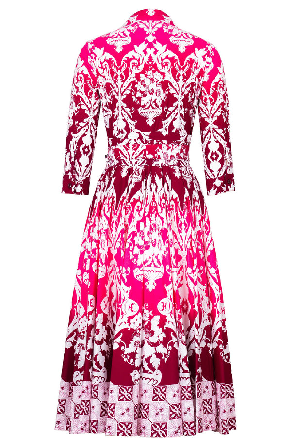 Abelia Dress Shirt Collar 3/4 Sleeve Midi Length Cotton Stretch (Impero Ombre)