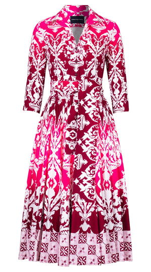 Abelia Dress Shirt Collar 3/4 Sleeve Midi Length Cotton Stretch (Impero Ombre)