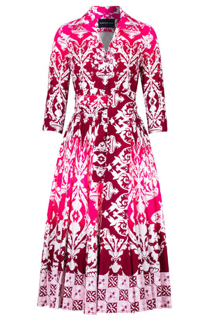 Abelia Dress Shirt Collar 3/4 Sleeve Midi Length Cotton Stretch (Impero Ombre)