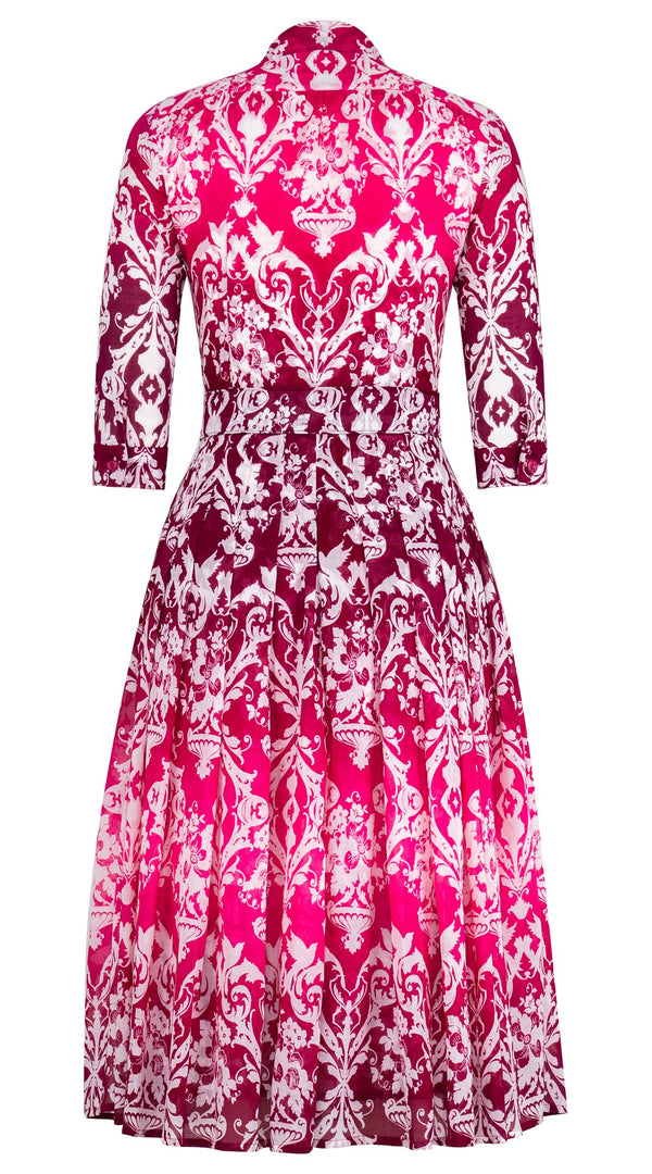 Audrey Dress #4 Shirt Collar 3/4 Sleeve Midi Length Cotton Musola (Impero Ombre)