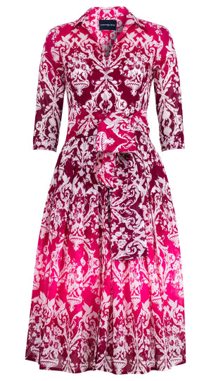 Audrey Dress #4 Shirt Collar 3/4 Sleeve Midi Length Cotton Musola (Impero Ombre)