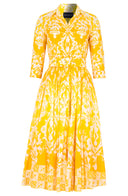 Aster Dress Shirt Collar 3/4 Sleeve Midi Length Cotton Musola (Impero Ombre)