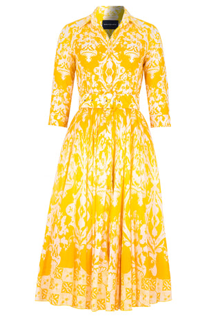 Aster Dress Shirt Collar 3/4 Sleeve Midi Length Cotton Musola (Impero Ombre)