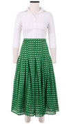 Zeller Skirt Midi Length Cotton Musola (Indigo Check)