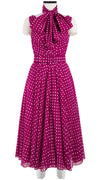 Vivien Dress #1 V Neck Sleeveless Midi Length Cotton Musola (Indigo Check)
