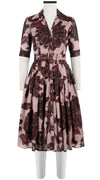 Audrey Dress #4 Shirt Collar 1/2 Sleeve Long Length Cotton Musola (Indigo Garden Ground)