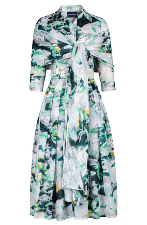 Audrey Dress #4 Shirt Collar 3/4 Sleeve Midi Length Cotton Musola (Japanese Toile)