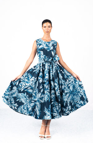 Abelia Dress Crew Neck Sleeveless Midi Length Poliamide Taffta (Jungle Toile)