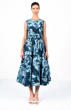 Abelia Dress Crew Neck Sleeveless Midi Length Poliamide Taffta (Jungle Toile)