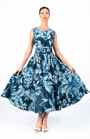 Abelia Dress Crew Neck Sleeveless Midi Length Poliamide Taffta (Jungle Toile)