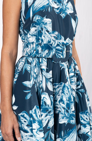 Abelia Dress Crew Neck Sleeveless Midi Length Poliamide Taffta (Jungle Toile)