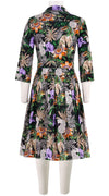 Audrey Dress #3 Shirt Collar 3/4 Sleeve Cotton Stretch (Jungle Tiger)