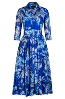 Aster Dress Shirt Collar 3/4 Sleeve Midi Length Cotton Musola (Jungle Toile)