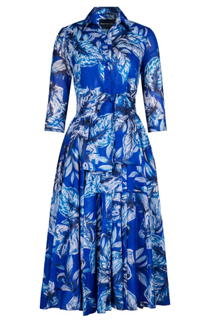 Aster Dress Shirt Collar 3/4 Sleeve Midi Length Cotton Musola (Jungle Toile)