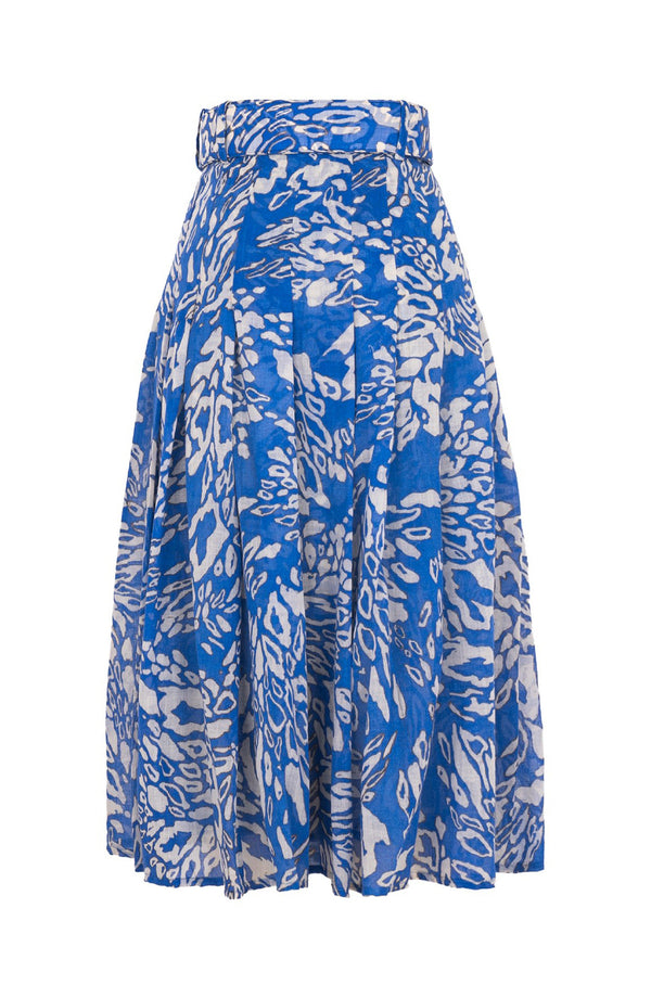 Zeller Skirt Midi Length Wool (Kanu Leopard Dusty) - Dusty Blue