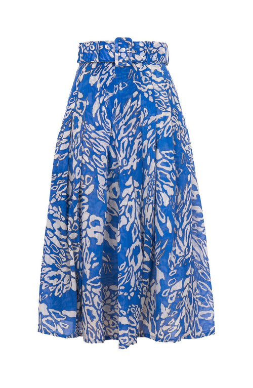 Zeller Skirt Midi Length Wool (Kanu Leopard Dusty) - Dusty Blue